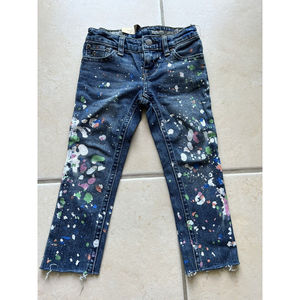 New Polo-Ralph Lauren Toddler Girls Slim Fit Paint Splatter Jeans Size 3 Years